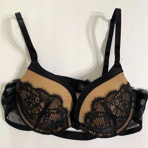 Ambrielle Lace Plunge Push Up Bra Two-Toned 34B